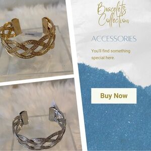 Swirl Pattern Silver & Gold Bracelets Collection Set of 2 pc.